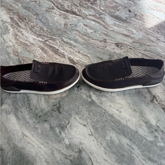 OluKai Dark Brown Leather Boat Shoes - Picture 2 of 5